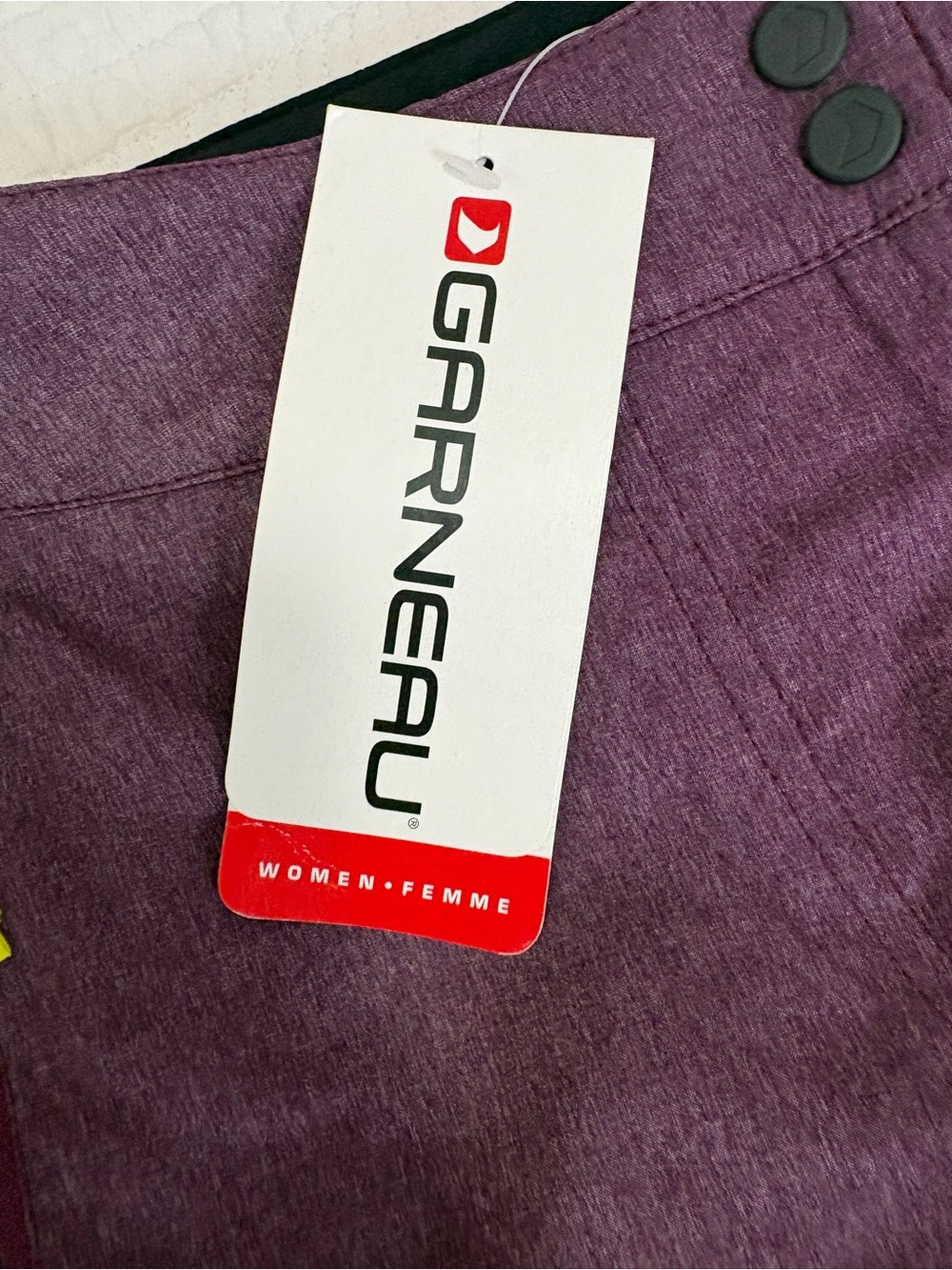 Garneau Women's Plum/Yellow Zip-Accent Bermuda Cycle Shorts NWT - Picture 2 of 6